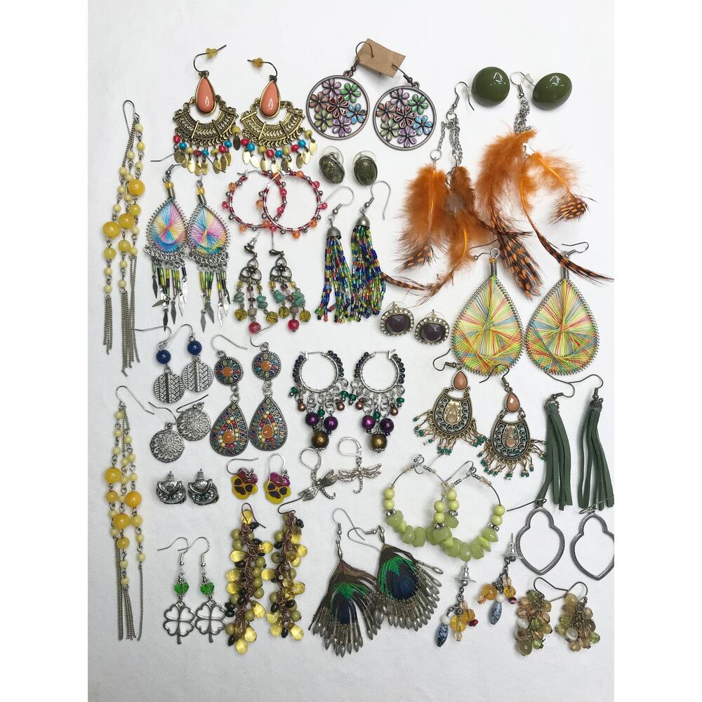 1.36lb Boho Festival Bronze Estate Mix Jewelry Necklace Earring Lot Bundle VTG - Picture 12 of 16